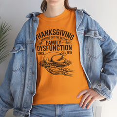 Thanksgiving Family Dysfunction Tee, Unisex Cotton T-Shirt, Funny Holiday Shirt, Family Gathering Wear, Thanksgiving Humor Apparel