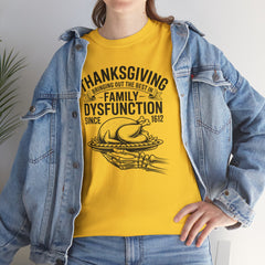 Thanksgiving Family Dysfunction Tee, Unisex Cotton T-Shirt, Funny Holiday Shirt, Family Gathering Wear, Thanksgiving Humor Apparel