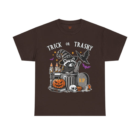 Halloween Trick Or Trashy Raccoon! Graphic Unisex Heavy Cotton Tee