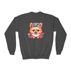 Kawaii Cute Puppy With Flowers Youth Sweatshirt