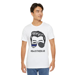 BACK THE BLUE Dad with Glasses, Graphic Unisex Short Sleeve Tee