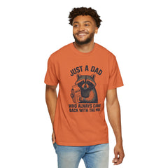 Just a Dad Raccoon T-Shirt | Garment-Dyed Tee for Father’s Day, Dad Gift, Animal Lover Shirt, Funny Dad Apparel, Gift for New Dads