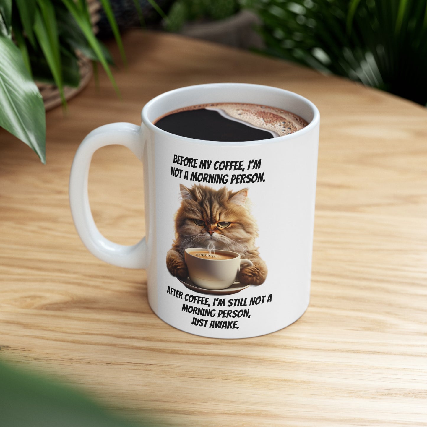 Grumpy Cat Drinking Coffee Ceramic Mug, 11oz, 15 oz