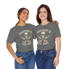 Fitness Tee | Leg Amputee Funny Skull, Everyday Leg Day Gym Shirt, Workout Top