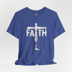 Faith Cross Prosthetic Leg T‑Shirt — Amputee Inspirational Christian Tee