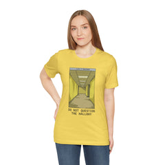 Do Not Question The Hallway T-Shirt — Retro Yellow Corridor Graphic Tee