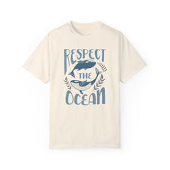 Whales, Respect The Ocean -  Graphic Unisex Garment-Dyed T-shirt