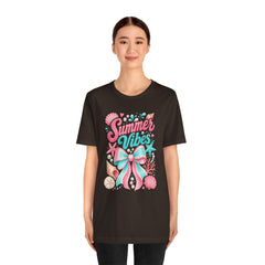 Summer Vibes Tee — Pastel Seashell Bow Beach T-Shirt