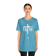 Faith Cross Prosthetic Leg T‑Shirt — Amputee Inspirational Christian Tee