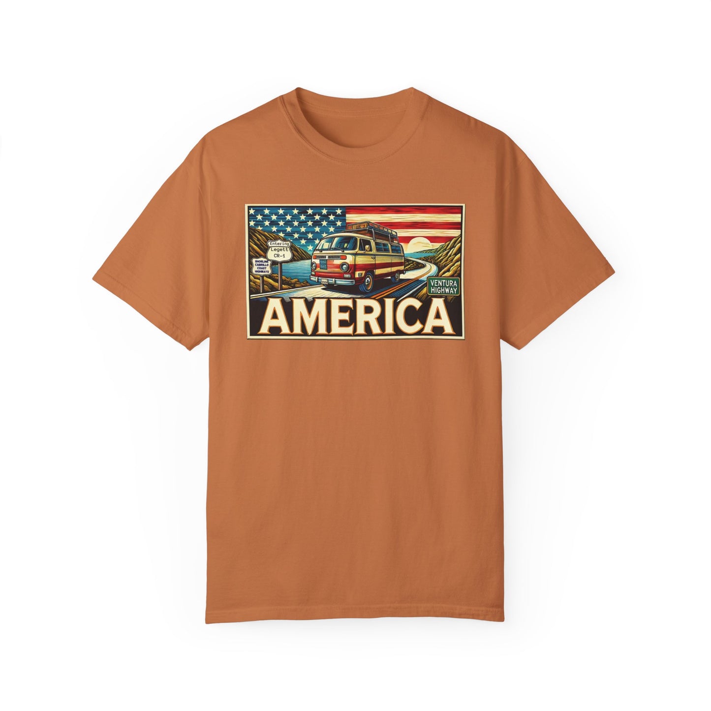 Ventura Highway Driving America Graphic Comfort Colors Unisex Garment Dyed T-shirt