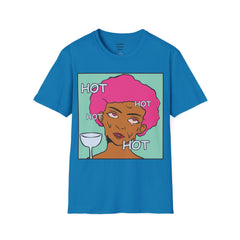 HOT Pink Cotton Candy Haired Pop Art Lady Unisex Softstyle T-Shirt