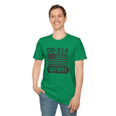 DD-214 Alumni with American Flag  Unisex Softstyle T-Shirt