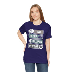 Eat Sleep Billard Repeat - Graphic Unisex Jersey Short Sleeve Tee