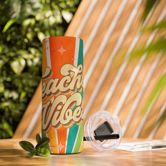 Teacher Vibes - Maars Maker Skinny Matte Tumbler, 20oz | Groovy Drinkware, Retro Art Bottle, Gift For Him, Gift For Her, Teacher Gift Idea