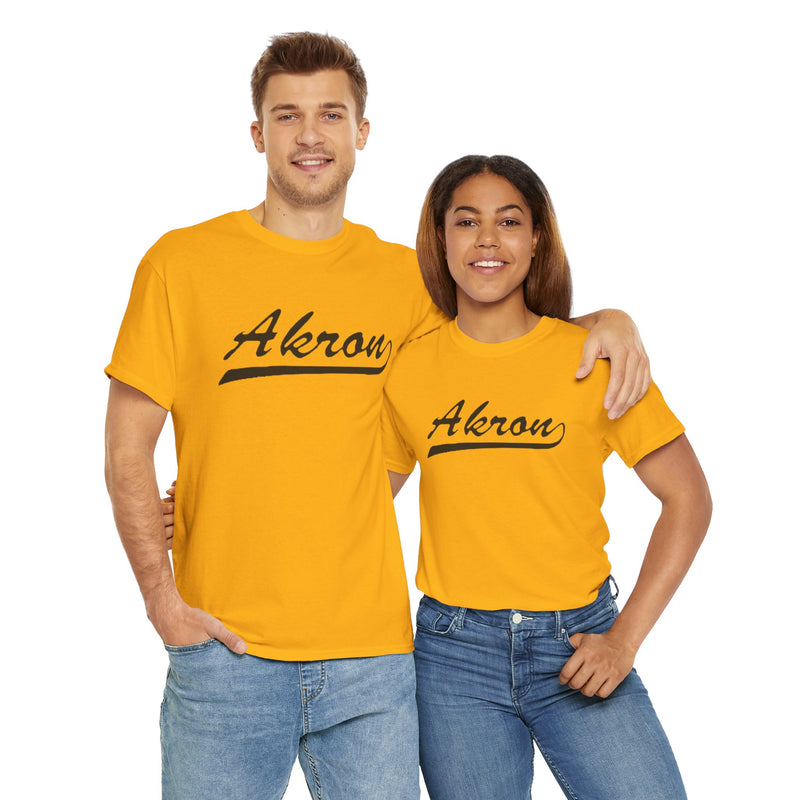 Akron Unisex Heavy Cotton Tee - Retro Dunder Mifflin Design for Nostalgic Fans