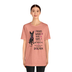 Personalized Your Dog and its name Mother's Day T-Shirt — 'Treats. Walks. Toys. Naps.