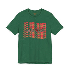 100 Days of School - Unisex Short Sleeve Tee | Elementary School Holiday, Teacher Apparel, Kids Motivation, Days Checked Off
