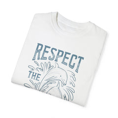 Dolphin, Respect The Ocean -  Graphic Unisex Garment-Dyed T-shirt