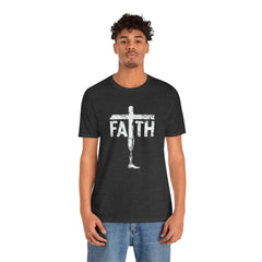 Faith Cross Prosthetic Leg T‑Shirt — Amputee Inspirational Christian Tee