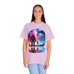 Bigfoot & Alien Nightscape T-Shirt — Sasquatch UFO Graphic Tee