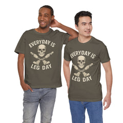 Fitness Tee | Leg Amputee Funny Skull, Everyday Leg Day Gym Shirt, Workout Top