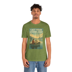 Relaxing Fishing Tee - Cast Your Worries Away, Unisex Casual Shirt, Perfect Gift for Dad, Outdoor Lovers, Fishing Trips, Summer Vibes