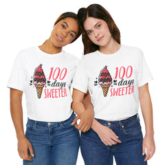 100 Days of School Unisex Tee | Elementary School, Ice Cream, Teacher Apparel