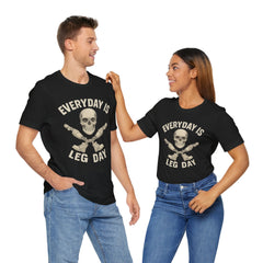 Fitness Tee | Leg Amputee Funny Skull, Everyday Leg Day Gym Shirt, Workout Top