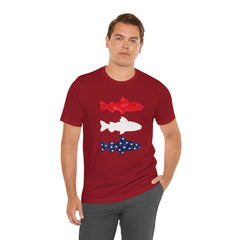 Patriotic Trout T-Shirt — Red White & Blue Fish Tee