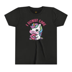 I Donut Care Unicorn Youth Short Sleeve Tee - Fun & Whimsical T-Shirt for Kids