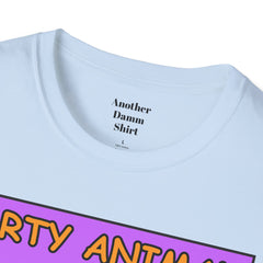 PARTY ANIMAL Birthday Hat Wearing  Pop Art Cat Unisex Softstyle T Shirt