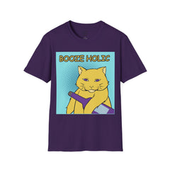 Booze Holic Cat with Bottle Unisex Softstyle T-Shirt  Pop Art Feline
