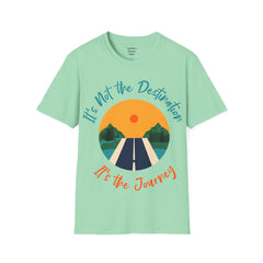 Its Not The Destination Its The Journey Retro Sunset Unisex Softstyle T-Shirt  A unique motivational expression of setting goals