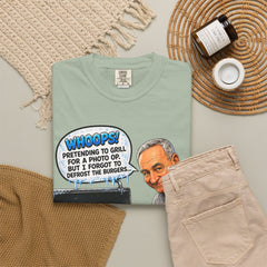 Grill Master Grandpa Funny BBQ T-Shirt — "Whoops! Pretending to Grill for a Photo" Graphic Tee