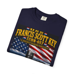USS Francis Scott Key SSBN-657 Submarine T-Shirt – Forty One for Freedom, American Flag Patriotic Tee