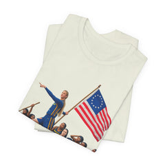 Historical Fever Patriot T‑Shirt — Revolutionary Flag Rowboat Design