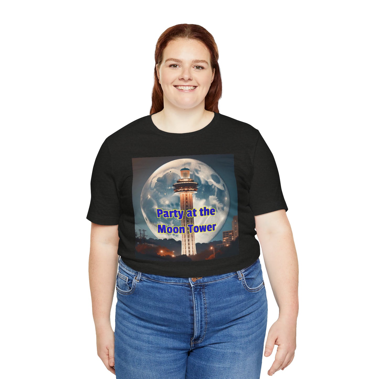 Party At The Moon Tower , Graphic Unisex Jersey Short Sleeve Tee