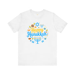 Happy Hanukkah Menorah - Unisex Jersey Short Sleeve Tee