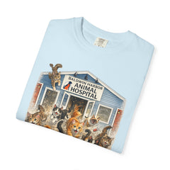 Front Graphic "Who Let the Cats Out?" Baldwin Harbor Animal Hospital Cute Vet Clinic T Shirt