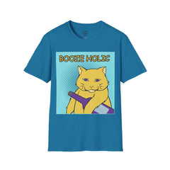 Booze Holic Cat with Bottle Unisex Softstyle T-Shirt  Pop Art Feline