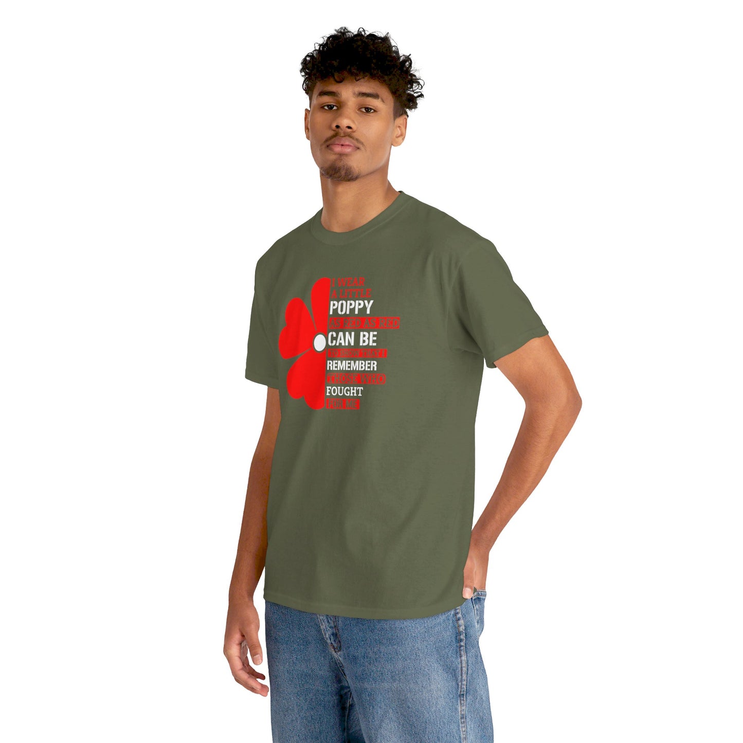 Memorial Day Poppy Tee, For Those Who Fought For Me, Unisex Cotton Tee