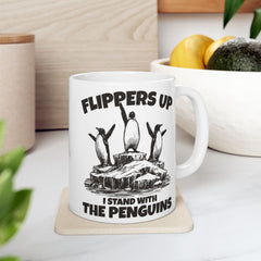 Flipping the Penguins Ceramic Mug — Funny Penguin Bird Lover Coffee Cup (11oz, 15oz)