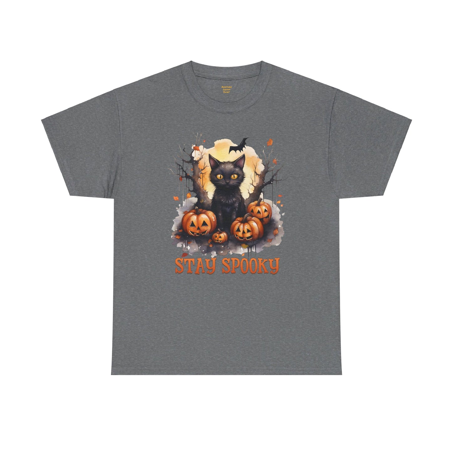 Black Cat And Pumpkin! Graphic Unisex Heavy Cotton Tee