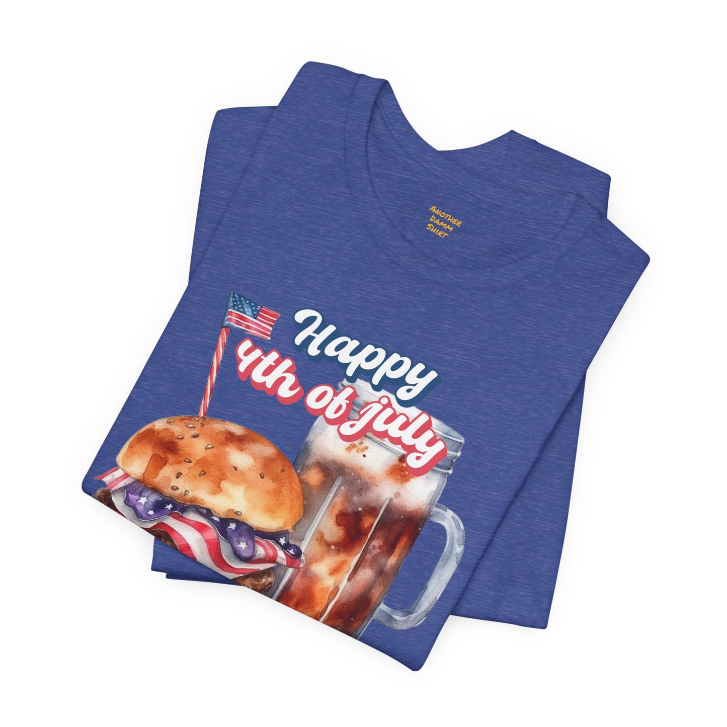 Happy 4th Of July Burger and Mug Graphic, Unisex Jersey Short Sleeve Tee