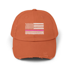 Support Cancer Survivors, Unisex Distressed Cap, US Flag Cancer Awareness, Gift For Him, Gift For Her, Pink Supporter, Cancer Survivors Flag