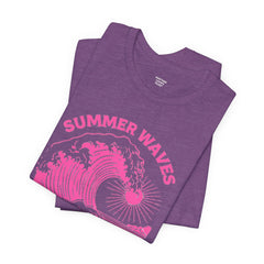 Summer Waves & Sunshine Tee — Retro Pink Surf Graphic T-Shirt
