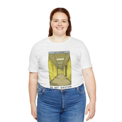 Do Not Question The Hallway T-Shirt — Retro Yellow Corridor Graphic Tee