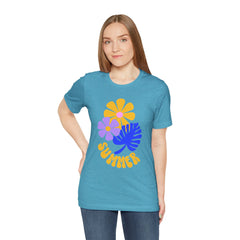 Summer Floral Tee — Retro Flowers & Monstera Design