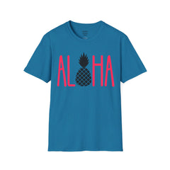 ALOHA with A PineApple Center Unisex Softstyle T-Shirt  Hawaii is so overrated. Grab a T Shirt and a PinaColada instead.