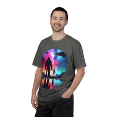 Bigfoot & Alien Nightscape T-Shirt — Sasquatch UFO Graphic Tee